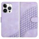 For iPhone 16 Pro YX0060 Elephant Head Embossed Phone Leather Case with Lanyard(Light Purple) - 1