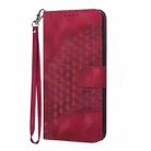 For iPhone 16 Pro YX0060 Elephant Head Embossed Phone Leather Case with Lanyard(Rose Red) - 2