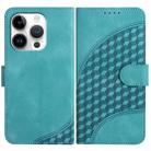 For iPhone 16 Pro YX0060 Elephant Head Embossed Phone Leather Case with Lanyard(Light Blue) - 1