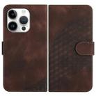 For iPhone 16 Pro YX0060 Elephant Head Embossed Phone Leather Case with Lanyard(Coffee) - 1