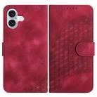 For iPhone 16 Plus YX0060 Elephant Head Embossed Phone Leather Case with Lanyard(Rose Red) - 1