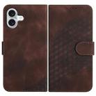 For iPhone 16 Plus YX0060 Elephant Head Embossed Phone Leather Case with Lanyard(Coffee) - 1