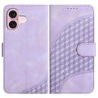 For iPhone 16 YX0060 Elephant Head Embossed Phone Leather Case with Lanyard(Light Purple) - 1