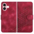 For iPhone 16 YX0060 Elephant Head Embossed Phone Leather Case with Lanyard(Rose Red) - 1