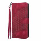 For iPhone 16 YX0060 Elephant Head Embossed Phone Leather Case with Lanyard(Rose Red) - 2