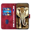 For iPhone 16 YX0060 Elephant Head Embossed Phone Leather Case with Lanyard(Rose Red) - 3