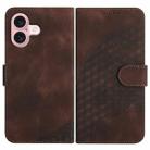 For iPhone 16 YX0060 Elephant Head Embossed Phone Leather Case with Lanyard(Coffee) - 1