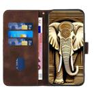 For iPhone 16 YX0060 Elephant Head Embossed Phone Leather Case with Lanyard(Coffee) - 3