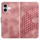 For iPhone 17 YX0060 Elephant Head Embossed Phone Leather Case with Lanyard(Pink) - 1
