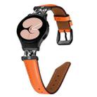 For Samsung Galaxy Watch6 / 6 Classic M Letter D-shaped Twill Leather Watch Band(Black Orange) - 1