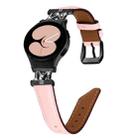 For Samsung Galaxy Watch6 / 6 Classic M Letter D-shaped Twill Leather Watch Band(Black Pink) - 1