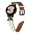 For Samsung Galaxy Watch6 / 6 Classic M Letter D-shaped Twill Leather Watch Band(Black Apricot) - 1
