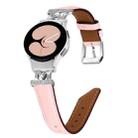 For Samsung Galaxy Watch6 / 6 Classic M Letter D-shaped Twill Leather Watch Band(Silver Pink) - 1