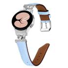 For Samsung Galaxy Watch6 / 6 Classic M Letter D-shaped Twill Leather Watch Band(Silver Blue) - 1