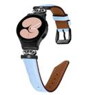 For Samsung Galaxy Watch6 / 6 Classic Crown D-shaped Twill Leather Watch Band(Black Blue) - 1