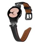 For Samsung Galaxy Watch6 / 6 Classic Crown D-shaped Twill Leather Watch Band(Black) - 1