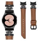 For Samsung Galaxy Watch6 / 6 Classic Crown D-shaped Twill Leather Watch Band(Black Brown) - 2