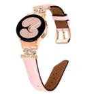 For Samsung Galaxy Watch6 / 6 Classic Crown D-shaped Twill Leather Watch Band(Rose Gold Pink) - 1