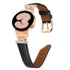 For Samsung Galaxy Watch6 / 6 Classic Crown D-shaped Twill Leather Watch Band(Rose Gold Black) - 1