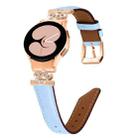 For Samsung Galaxy Watch6 / 6 Classic Crown D-shaped Twill Leather Watch Band(Rose Gold Blue) - 1