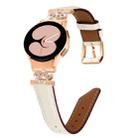 For Samsung Galaxy Watch6 / 6 Classic Crown D-shaped Twill Leather Watch Band(Rose Gold Apricot) - 1