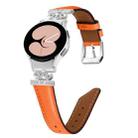 For Samsung Galaxy Watch6 / 6 Classic Crown D-shaped Twill Leather Watch Band(Silver Orange) - 1