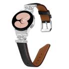 For Samsung Galaxy Watch6 / 6 Classic Crown D-shaped Twill Leather Watch Band(Silver Black) - 1