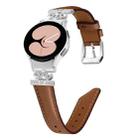 For Samsung Galaxy Watch6 / 6 Classic Crown D-shaped Twill Leather Watch Band(Silver Brown) - 1