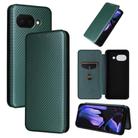For Google Pixel 9a Carbon Fiber Texture Flip Leather Phone Case(Green) - 1