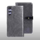 For Samsung Galaxy S23 FE 5G idewei Crocodile Texture Leather Phone Case(Grey) - 1