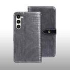 For Samsung Galaxy S24 5G idewei Crocodile Texture Leather Phone Case(Grey) - 1