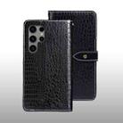 For Samsung Galaxy S24 Ultra 5G idewei Crocodile Texture Leather Phone Case(Black) - 1