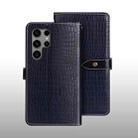 For Samsung Galaxy S24 Ultra 5G idewei Crocodile Texture Leather Phone Case(Dark Blue) - 1