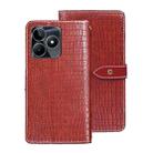 For Realme C53 4G / Narzo N53 idewei Crocodile Texture Leather Phone Case(Red) - 1