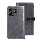 For Realme C53 4G / Narzo N53 idewei Crocodile Texture Leather Phone Case(Grey) - 1