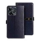 For Realme C53 4G / Narzo N53 idewei Crocodile Texture Leather Phone Case(Dark Blue) - 1
