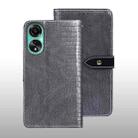 For OPPO A78 4G Global idewei Crocodile Texture Leather Phone Case(Grey) - 1