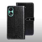 For OPPO A78 4G Global idewei Crocodile Texture Leather Phone Case(Black) - 1