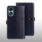 For OPPO A78 4G Global idewei Crocodile Texture Leather Phone Case(Dark Blue) - 1