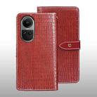 For OPPO Reno10 / Reno10 Pro Global idewei Crocodile Texture Leather Phone Case(Red) - 1