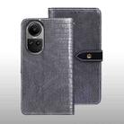 For OPPO Reno10 / Reno10 Pro Global idewei Crocodile Texture Leather Phone Case(Grey) - 1