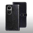 For OPPO Reno10 / Reno10 Pro Global idewei Crocodile Texture Leather Phone Case(Black) - 1