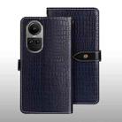 For OPPO Reno10 / Reno10 Pro Global idewei Crocodile Texture Leather Phone Case(Dark Blue) - 1