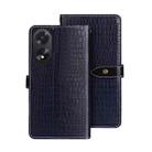 For OPPO A38 4G Global idewei Crocodile Texture Leather Phone Case(Dark Blue) - 1