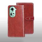 For OPPO Reno11 5G Global idewei Crocodile Texture Leather Phone Case(Red) - 1