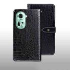 For OPPO Reno11 5G Global idewei Crocodile Texture Leather Phone Case(Black) - 1