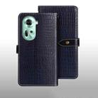 For OPPO Reno11 5G Global idewei Crocodile Texture Leather Phone Case(Dark Blue) - 1