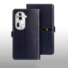 For OPPO Reno11 Pro 5G Global idewei Crocodile Texture Leather Phone Case(Dark Blue) - 1