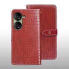For Asus Zenfone 10 idewei Crocodile Texture Leather Phone Case(Red) - 1