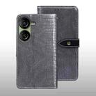 For Asus Zenfone 10 idewei Crocodile Texture Leather Phone Case(Grey) - 1